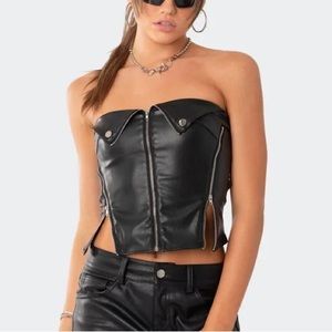 EDIKTED leather zip corset